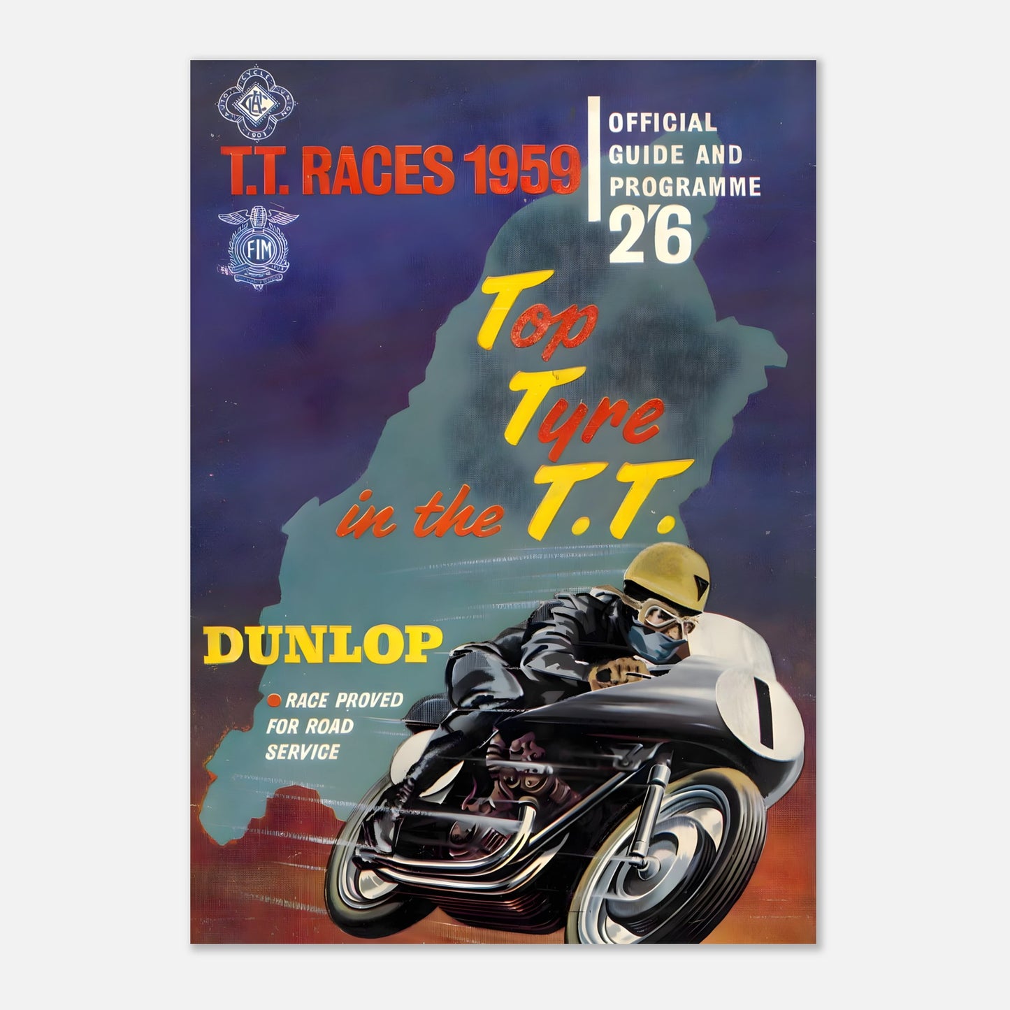 Isle of Man Tourist Trophy Retro Poster 1959