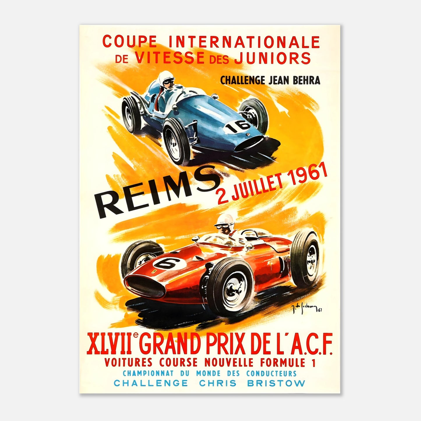 Poster 1961 - A.C.F. Reims (France) F1 Grand Prix