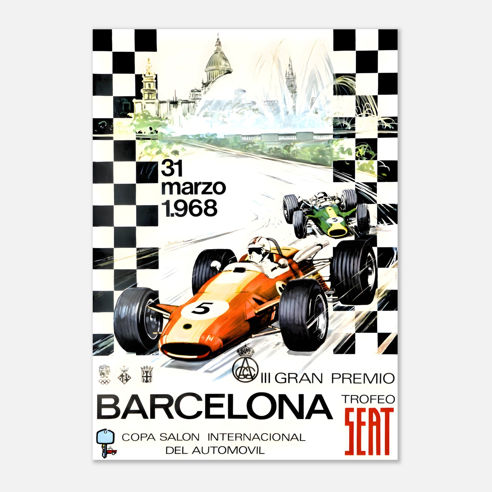 Poster 1968 - Spanish F1 Grand Prix - Barcelona Montjuïc – Racing