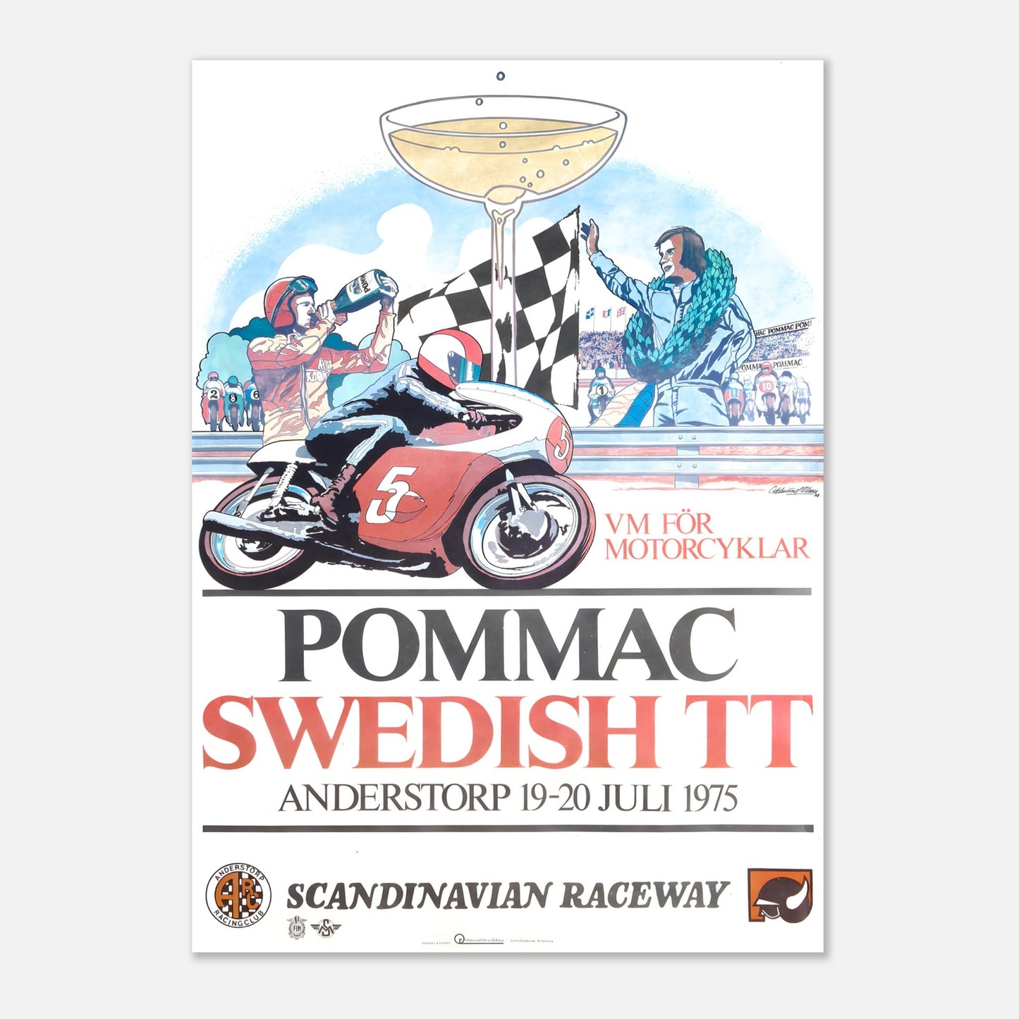 Swedish Moto Grand Prix Retro Poster 1975 - Anderstorp