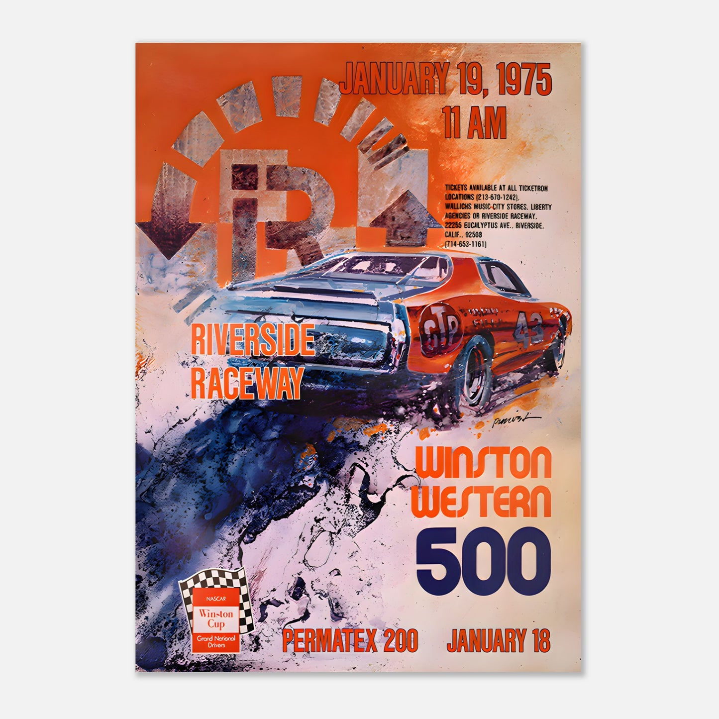 Winston Western 500 - Permatex 200 1975 Retro Poster