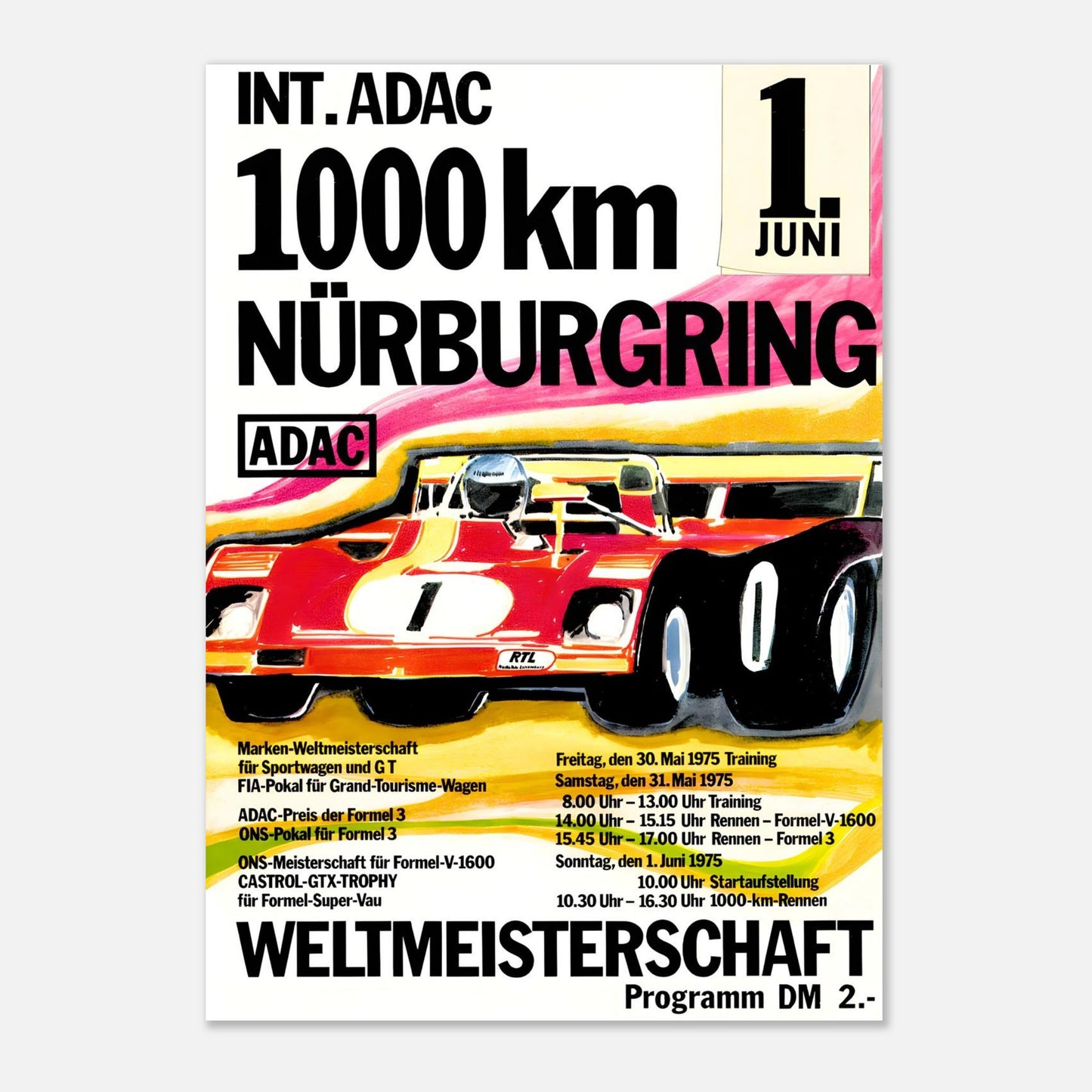 1000 km Nürburgring - 1975 Retro Poster
