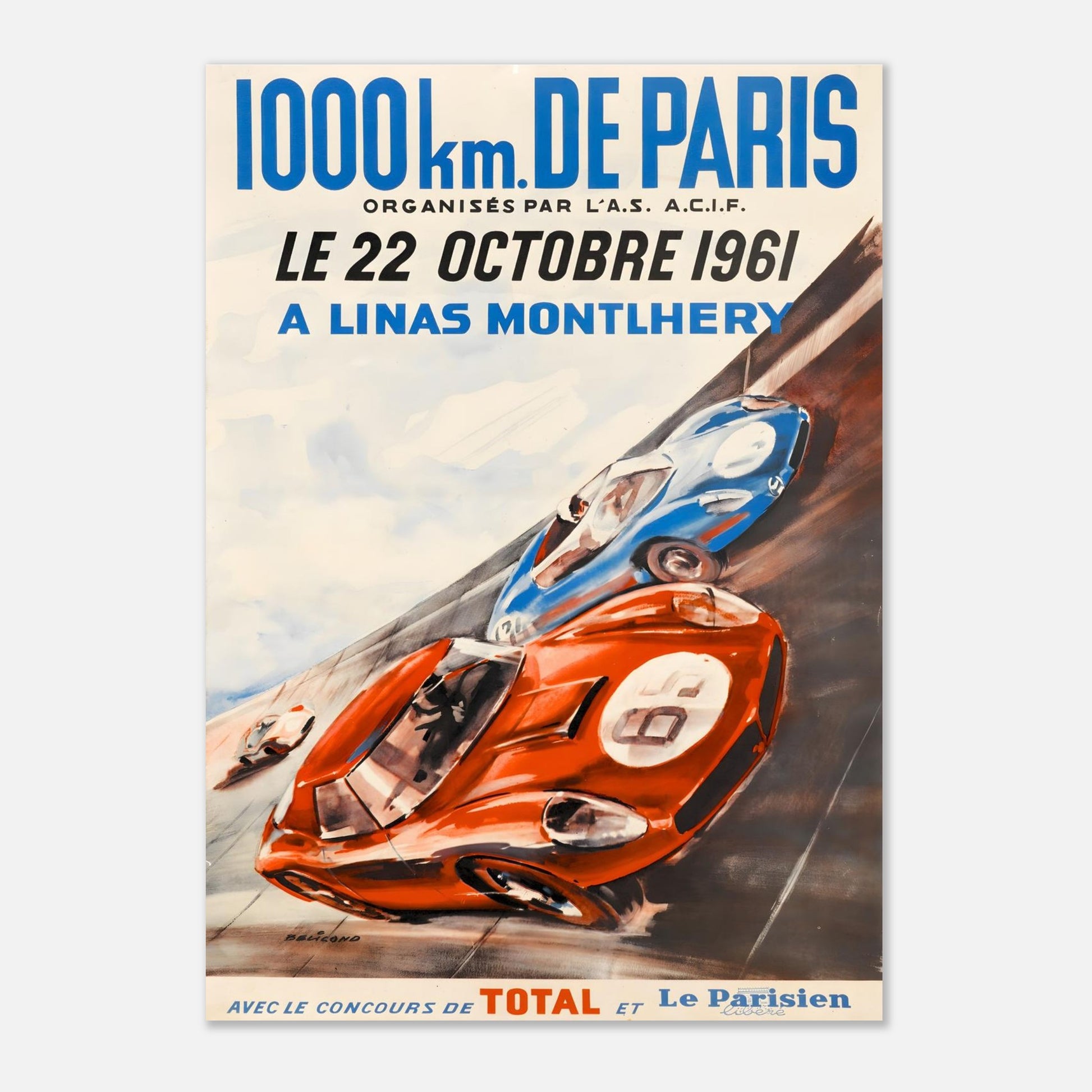 1000 km de Paris - Autodrome Linas-Monthléry 1961 Retro Poster