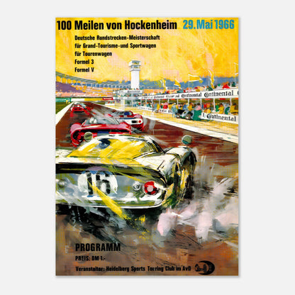 100 Meilen von Hockenheim - Hockenheimring - 1966 Retro Poster