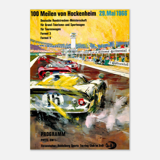 100 Meilen von Hockenheim - Hockenheimring - 1966 Retro Poster
