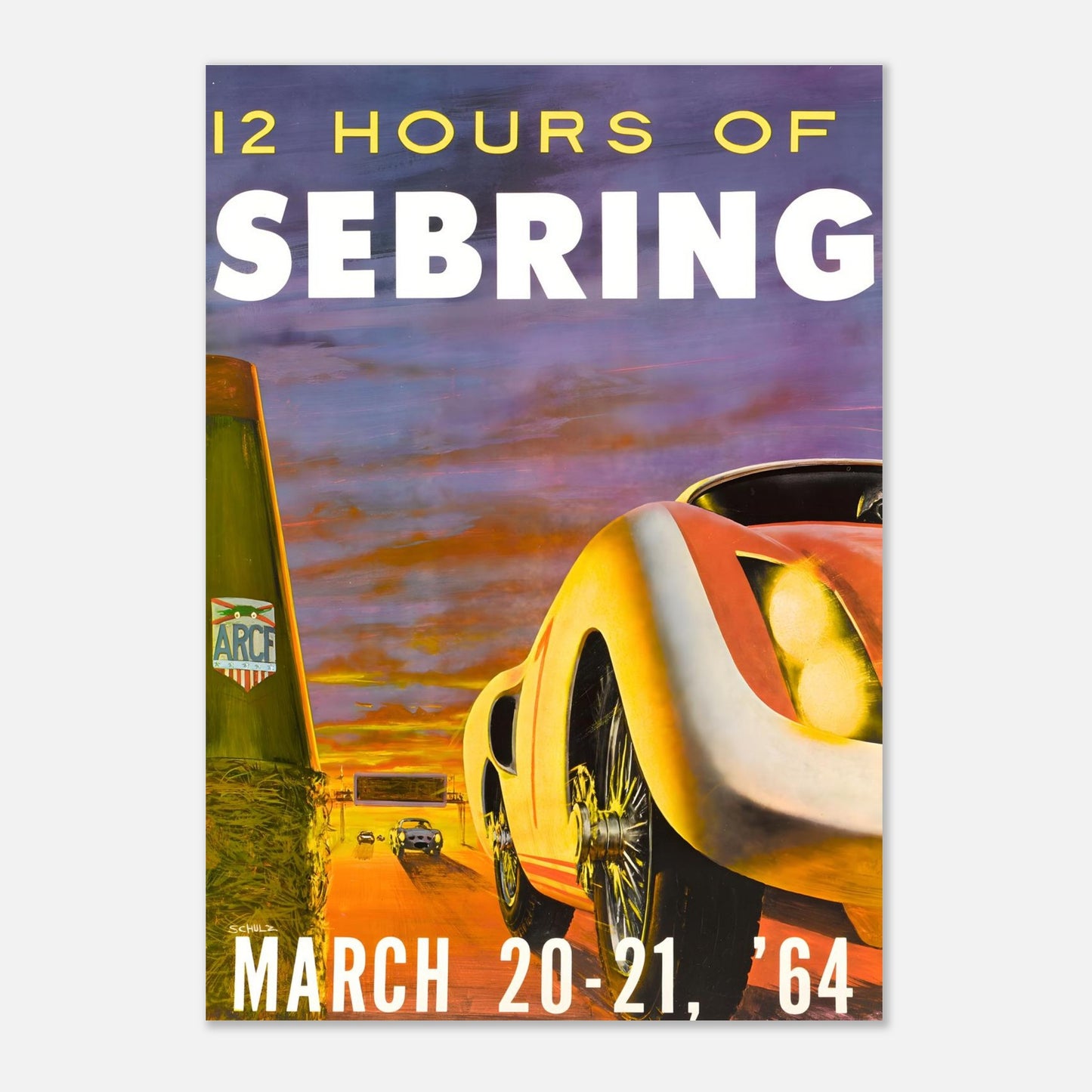 12 hours Sebring 1964 Retro Poster