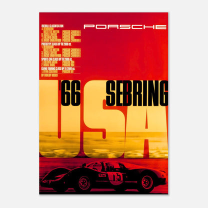 12 hours Sebring 1966 - Porsche Retro Poster