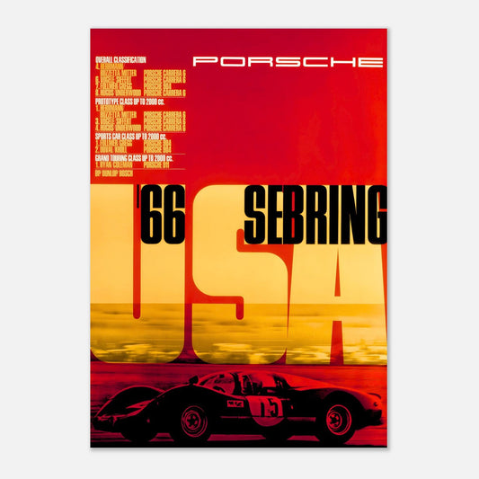 12 hours Sebring 1966 - Porsche Retro Poster