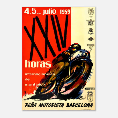 24 hours Barcelona Moto Grand Prix Retro Poster 1959 - Montjuic
