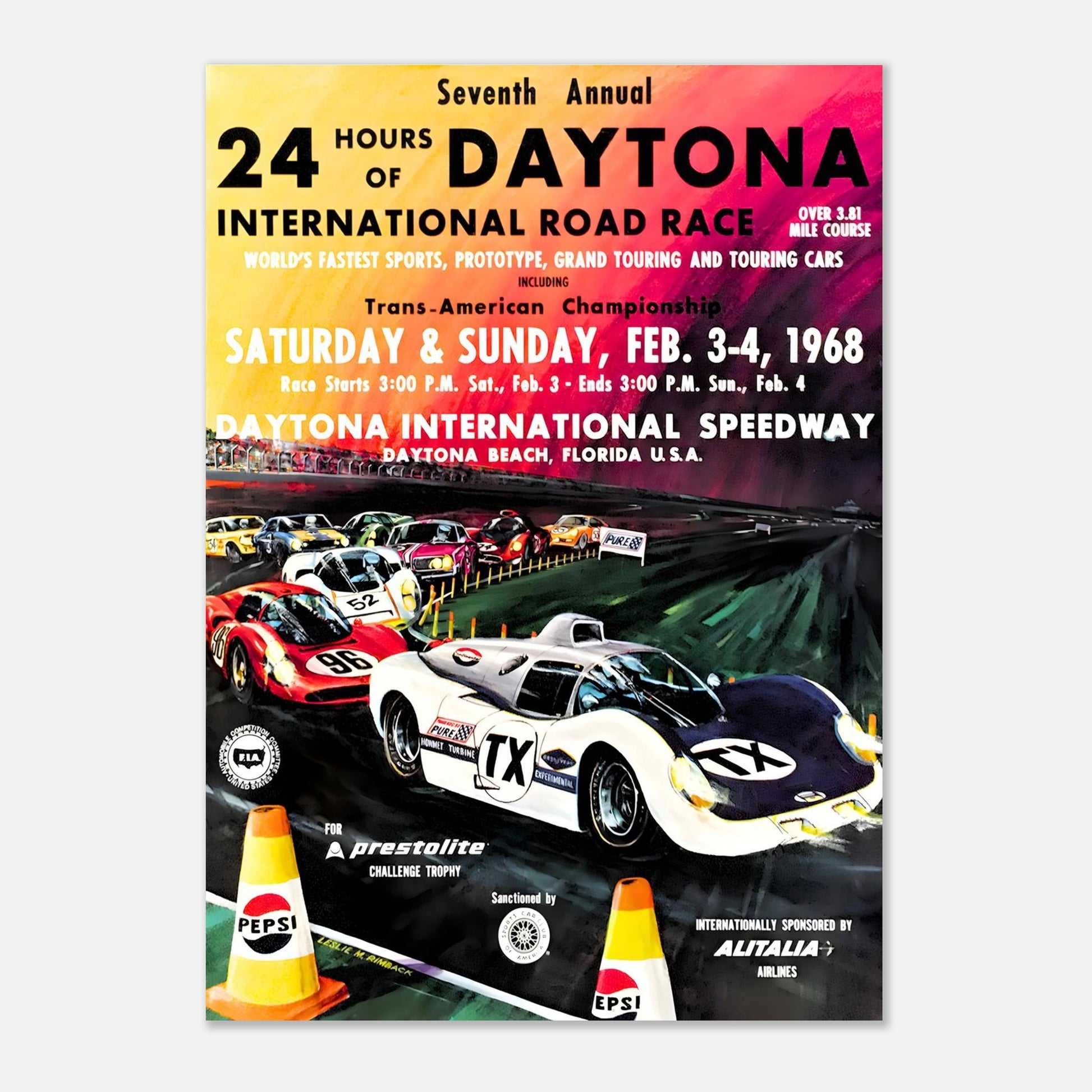 24 hours of Daytona 1968 Retro Poster
