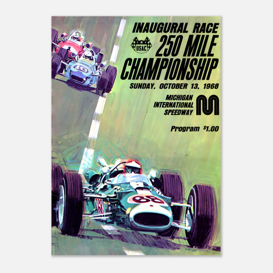 250 Mile Championship Michigan 1968&nbsp;Retro Poster