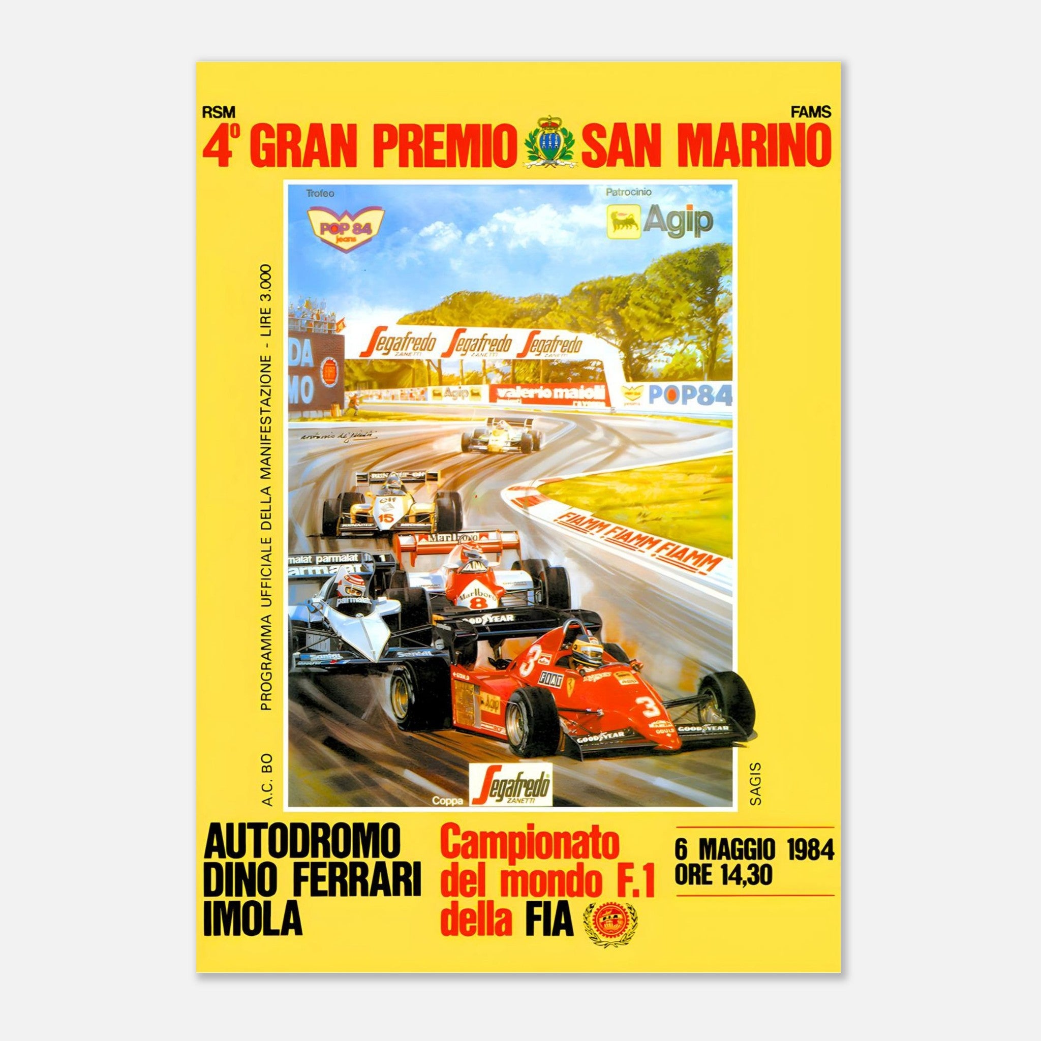 Poster 1984 - San Marino F1 Grand Prix - Autodromo Dino Ferrari