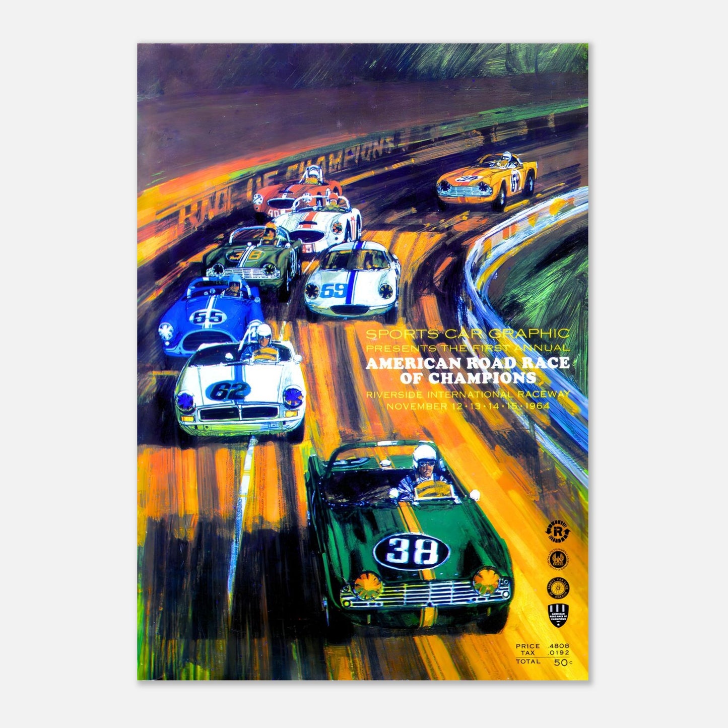 American Road Race of Champions - Riverside International Raceway - 1964 Retro Poster