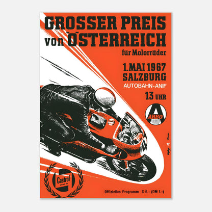 Austrian Moto Grand Prix Retro Poster 1967 - Salzburg