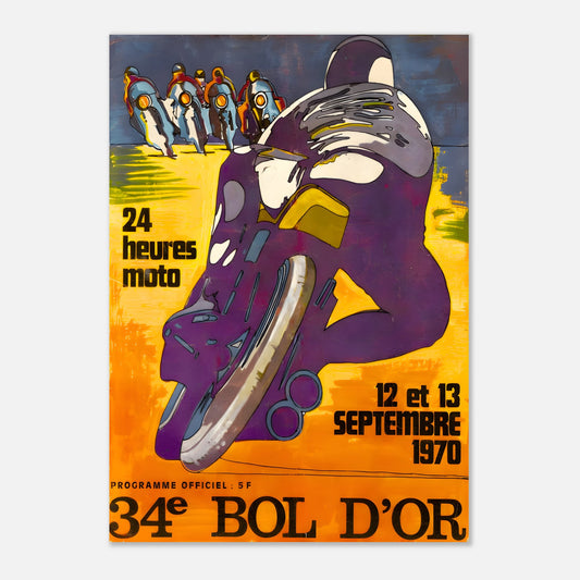Bol d'Or Moto Retro Poster 1970 - Autodrome Linas Montlhéry
