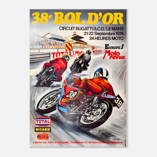 Bol d'Or Moto Retro Poster 1974 - Le Mans