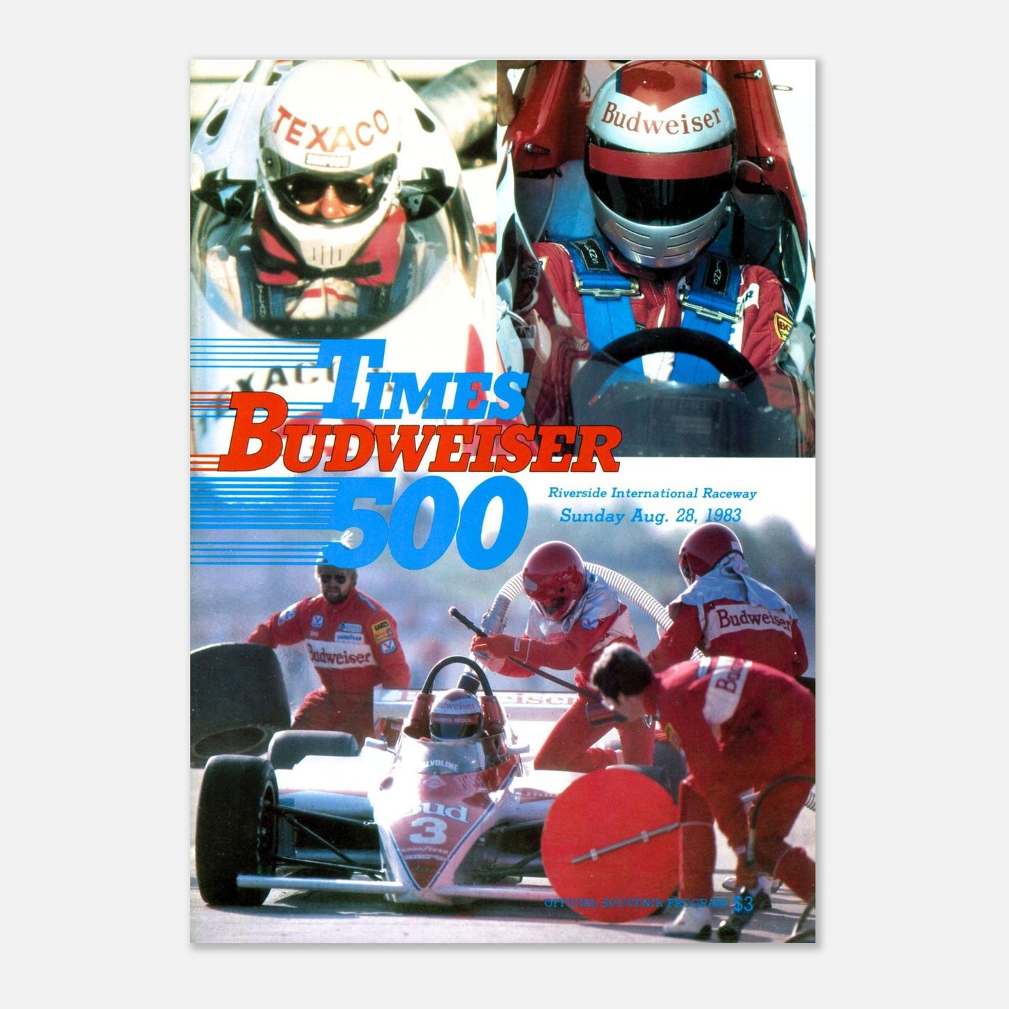CART Times Budweiser 500 - Riverside International Raceway&nbsp;- 1983 Retro Poster