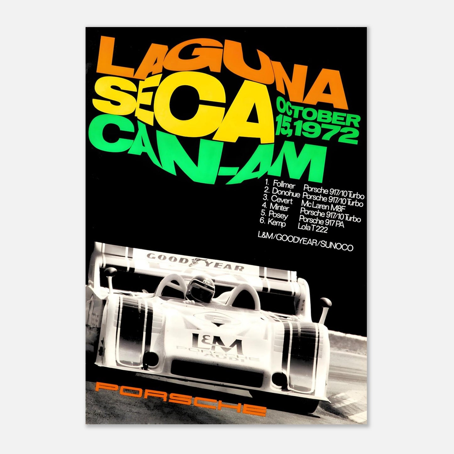 Canadian-American Challenge Cup 1972 Retro Poster&nbsp;- Lagune Seca Can-Am - Porsche