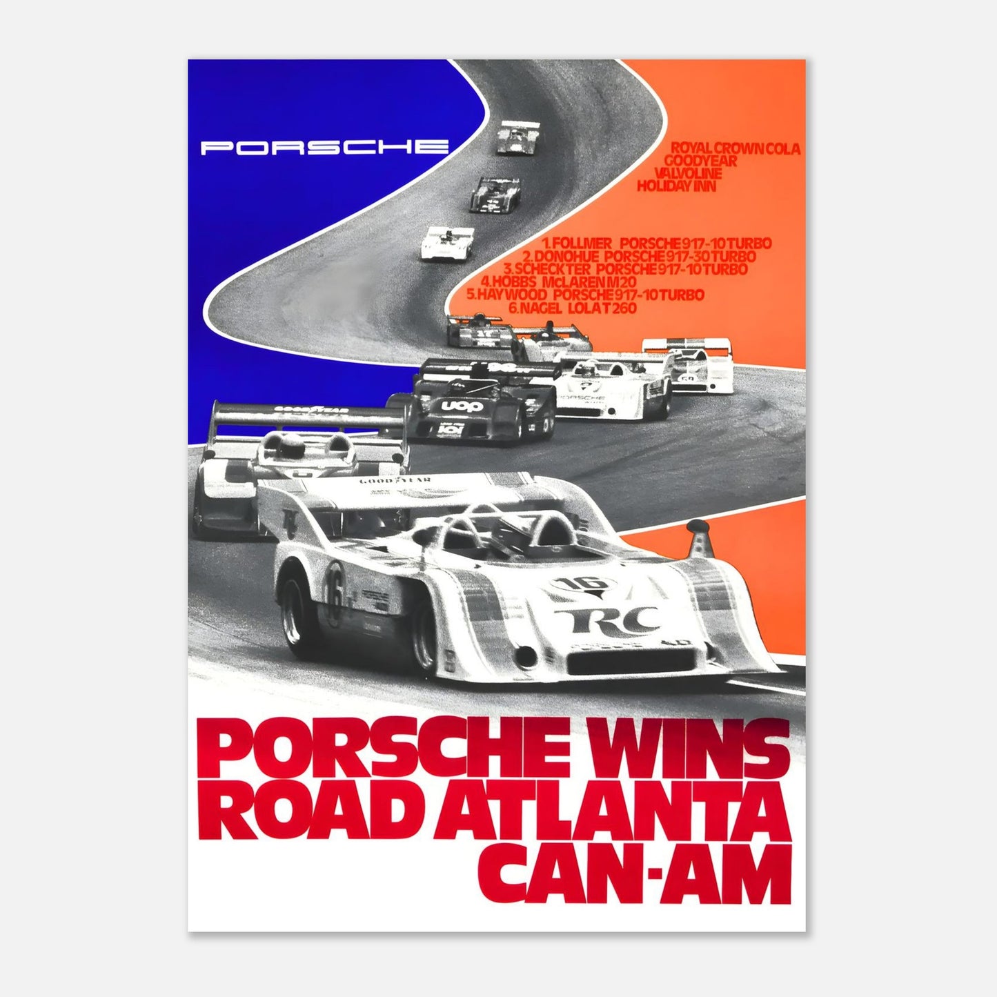 Canadian-American Challenge Cup 1973 Retro Poster&nbsp;- Porsche wins Road Atlanta Can-Am