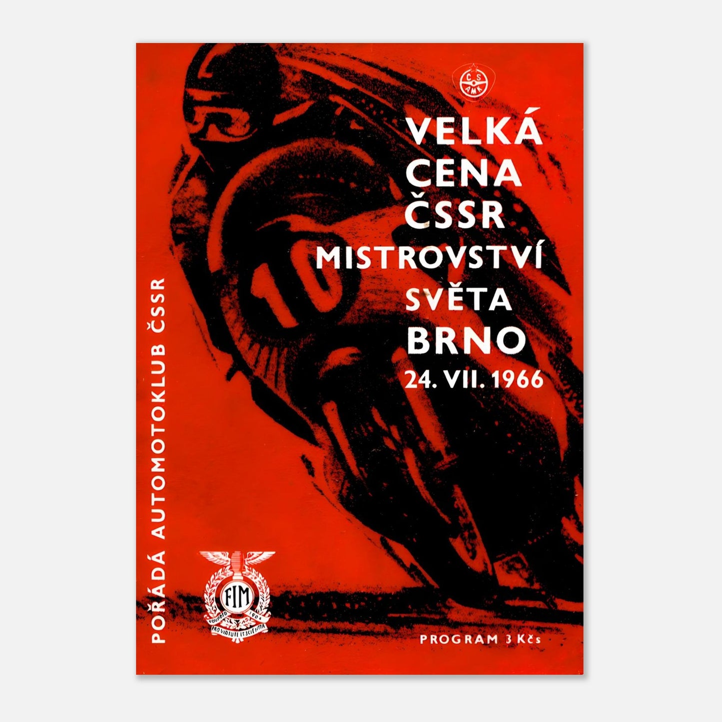 Czech Republic Moto Grand Prix Retro Poster 1966 - Brno