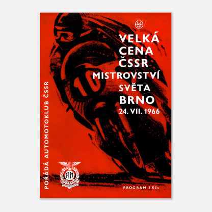Czech Republic Moto Grand Prix Retro Poster 1966 - Brno