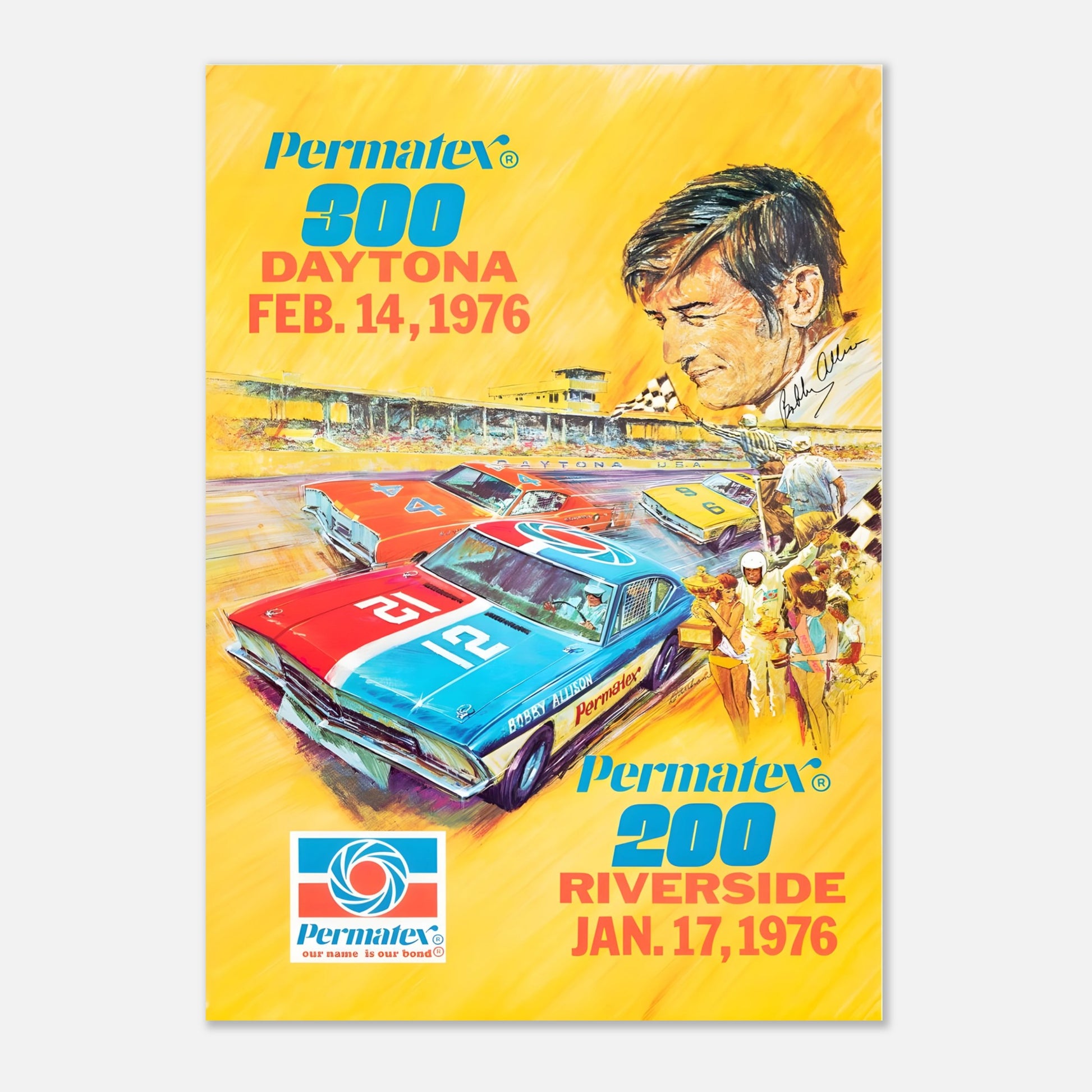 Daytona 300 - Riverside 200 1976 Retro Poster