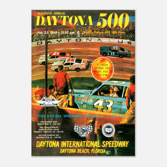 Daytona 500 1969 Retro Poster