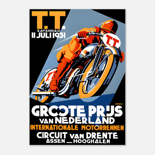Dutch Moto Grand Prix Retro Poster 1931 - Assen
