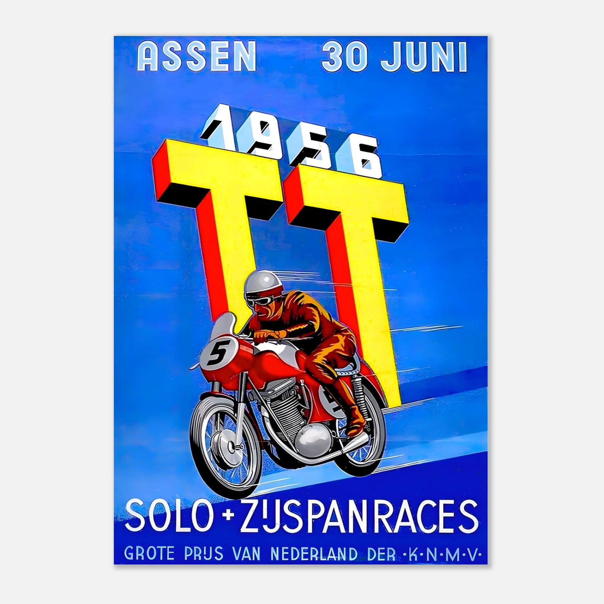 Dutch TT Moto Grand Prix Retro Poster 1956 - Assen