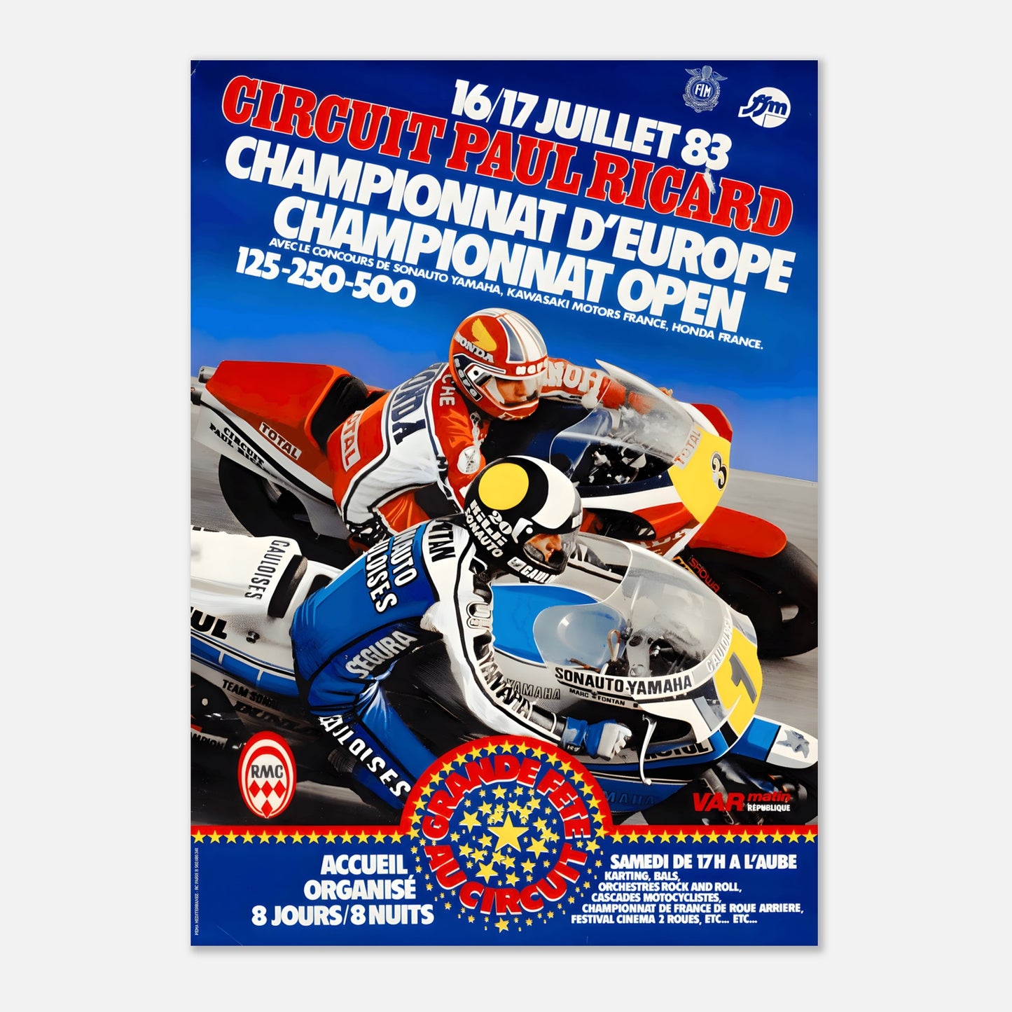 European Moto championship Retro Poster 1983 - Circuit Paul Ricard