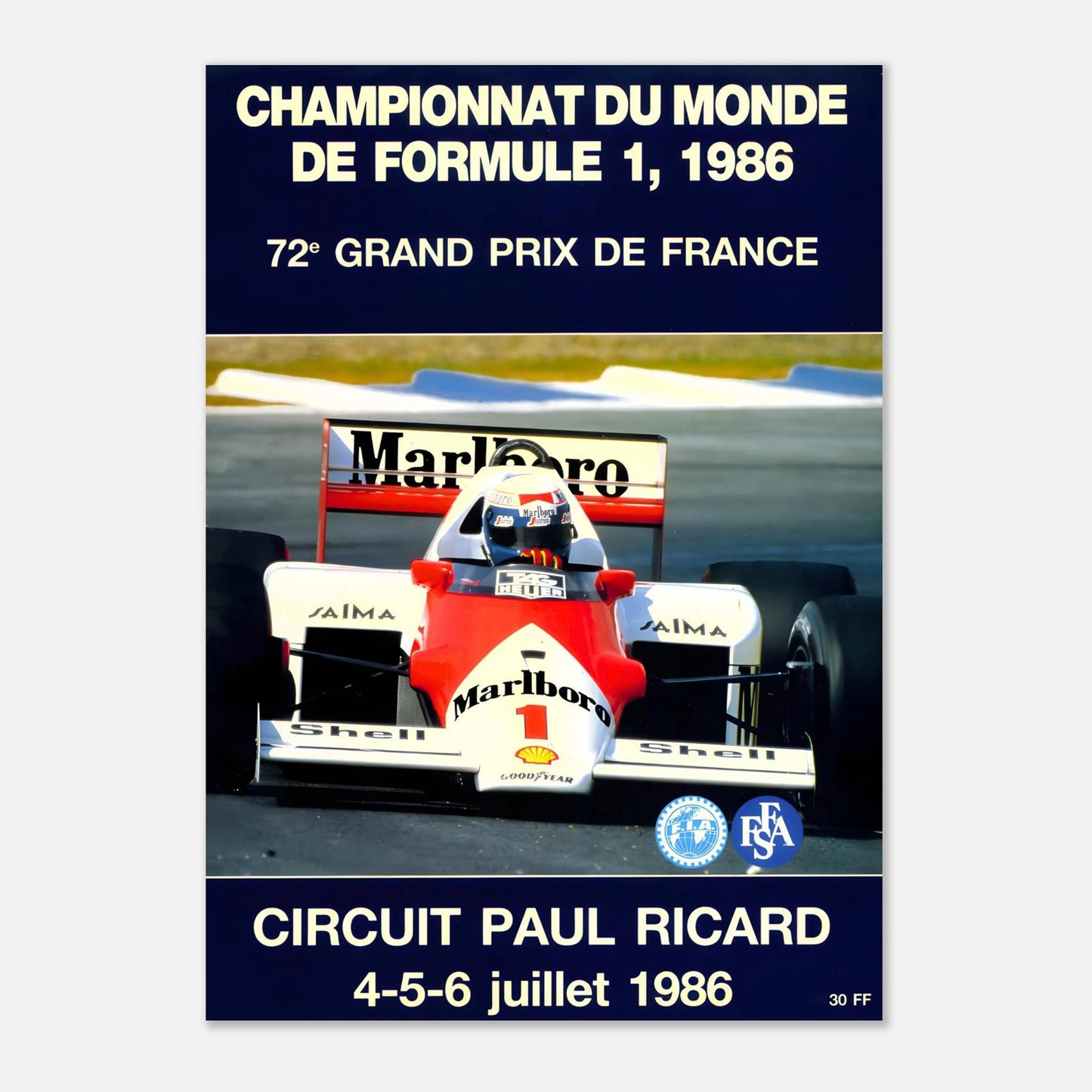 France F1 Grand Prix Retro Poster 1986 - Circuit Paul Ricard