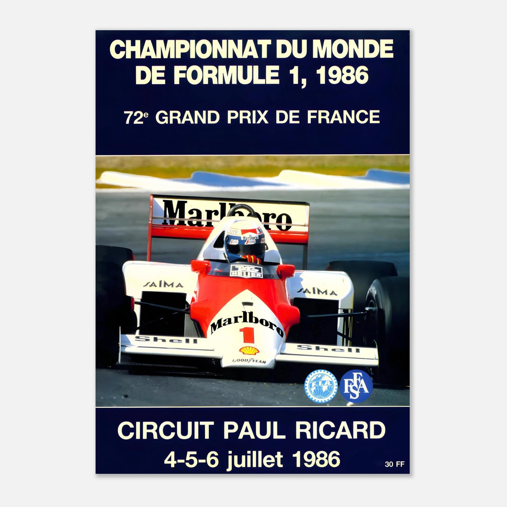 France F1 Grand Prix Retro Poster 1986 - Circuit Paul Ricard