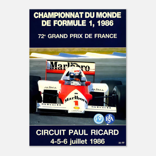 France F1 Grand Prix Retro Poster 1986 - Circuit Paul Ricard