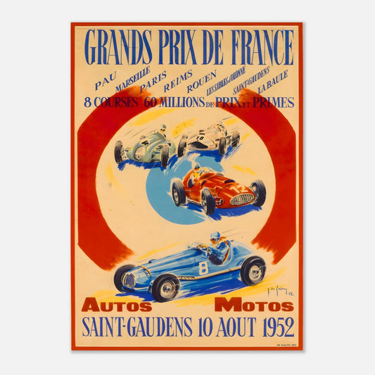 French F1 Grand Prix Retro Poster 1952