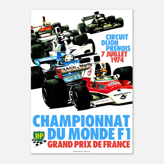 French F1 Grand Prix Retro Poster 1974 - Circuit Dijon Prenois