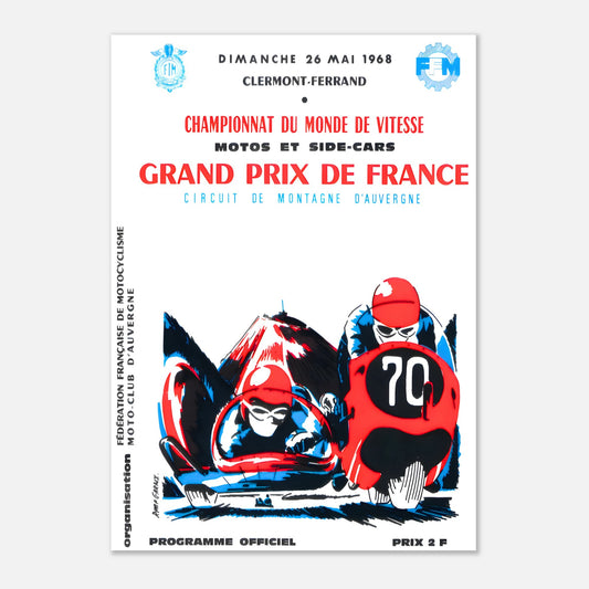 French Moto Grand Prix Retro Poster 1968 - Clermont-Ferrand Charade