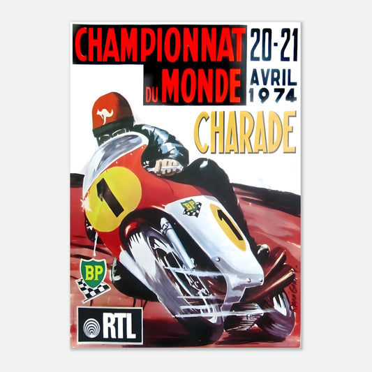 French Moto Grand Prix Retro Poster 1974 - Clermont-Ferrand Charade