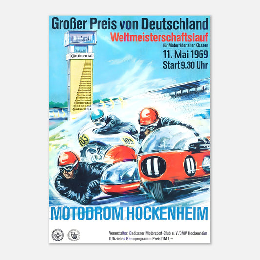 German Moto Grand Prix Retro Poster 1969 - Hockenheim