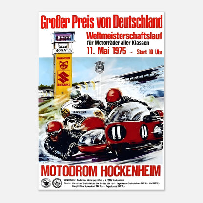 German Moto Grand Prix Retro Poster 1975 - Hockenheim