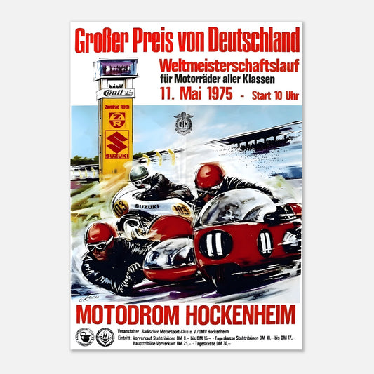 German Moto Grand Prix Retro Poster 1975 - Hockenheim