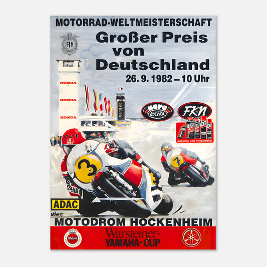 German Moto Grand Prix Retro Poster 1982 - Hockenheim