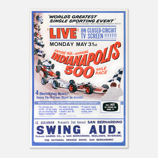 Indianapolis 500 1965 Retro Poster