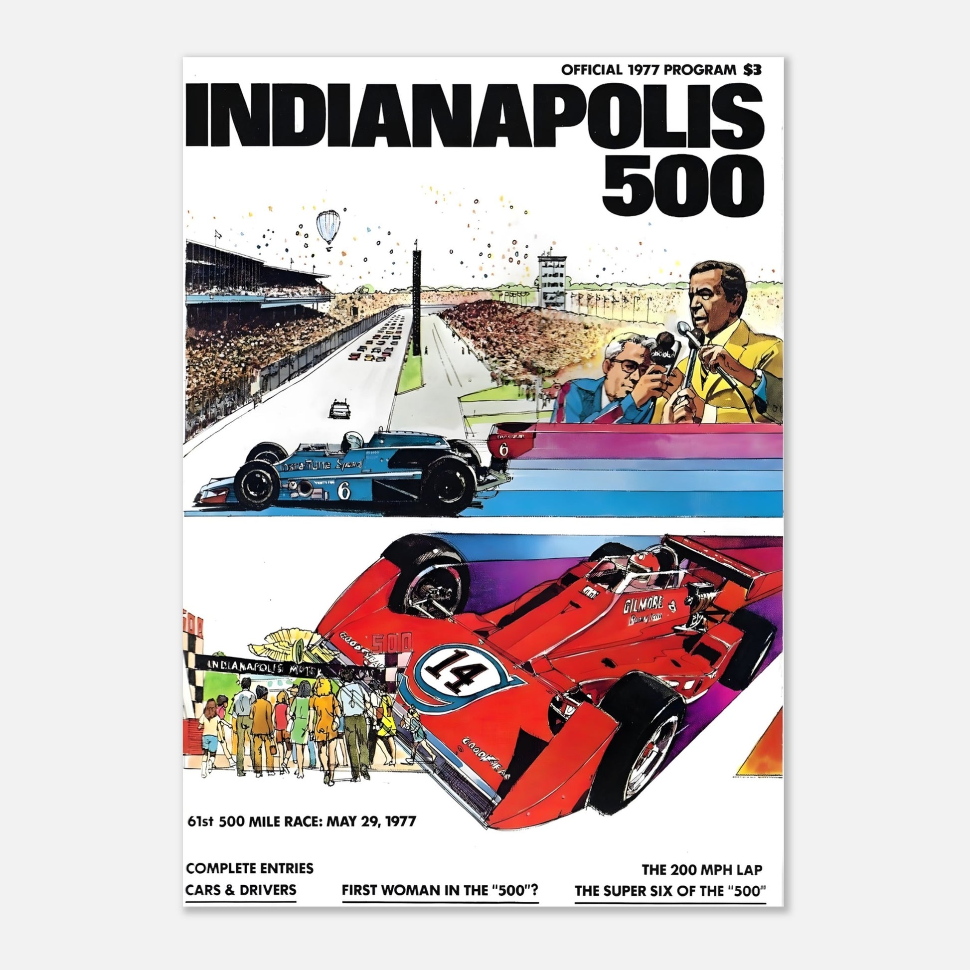 Indianapolis 500 1977 Retro Poster