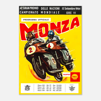 Italian Moto Grand Prix Retro Poster 1964 - Monza