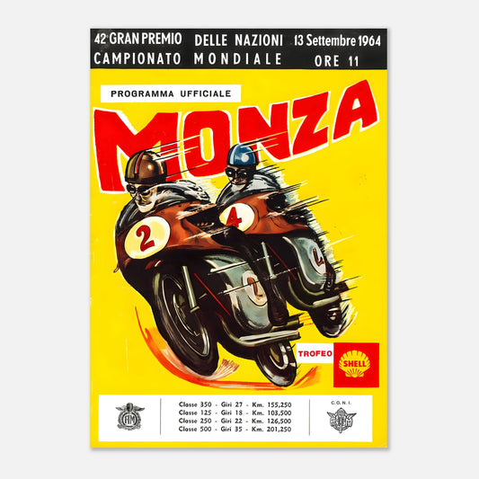 Italian Moto Grand Prix Retro Poster 1964 - Monza