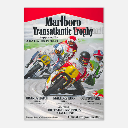 Marlboro Transatlantic Trophy Moto Retro Poster 1970s