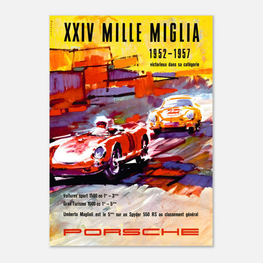 Mille Miglia - Porsche 1957 Retro Poster