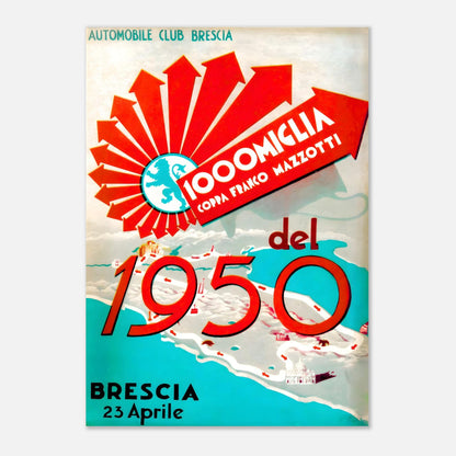 Mille Miglia 1950 Retro Poster