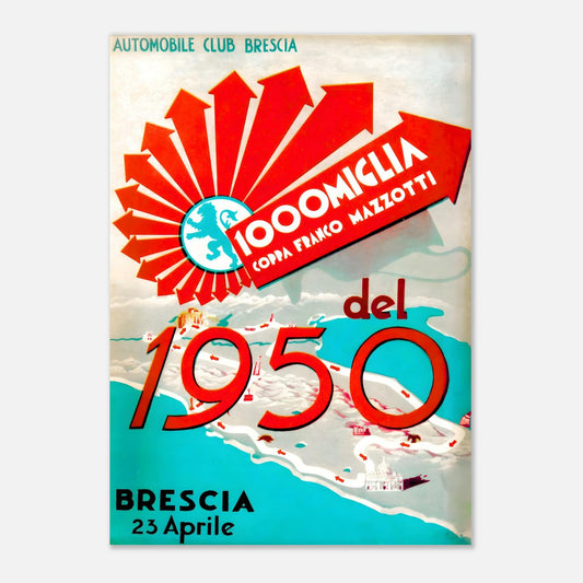 Mille Miglia 1950 Retro Poster