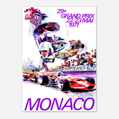 Monaco F1 Grand Prix Retro Poster 1971